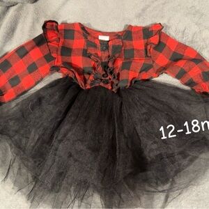 Plaid Red and Black Kids Costume Dress